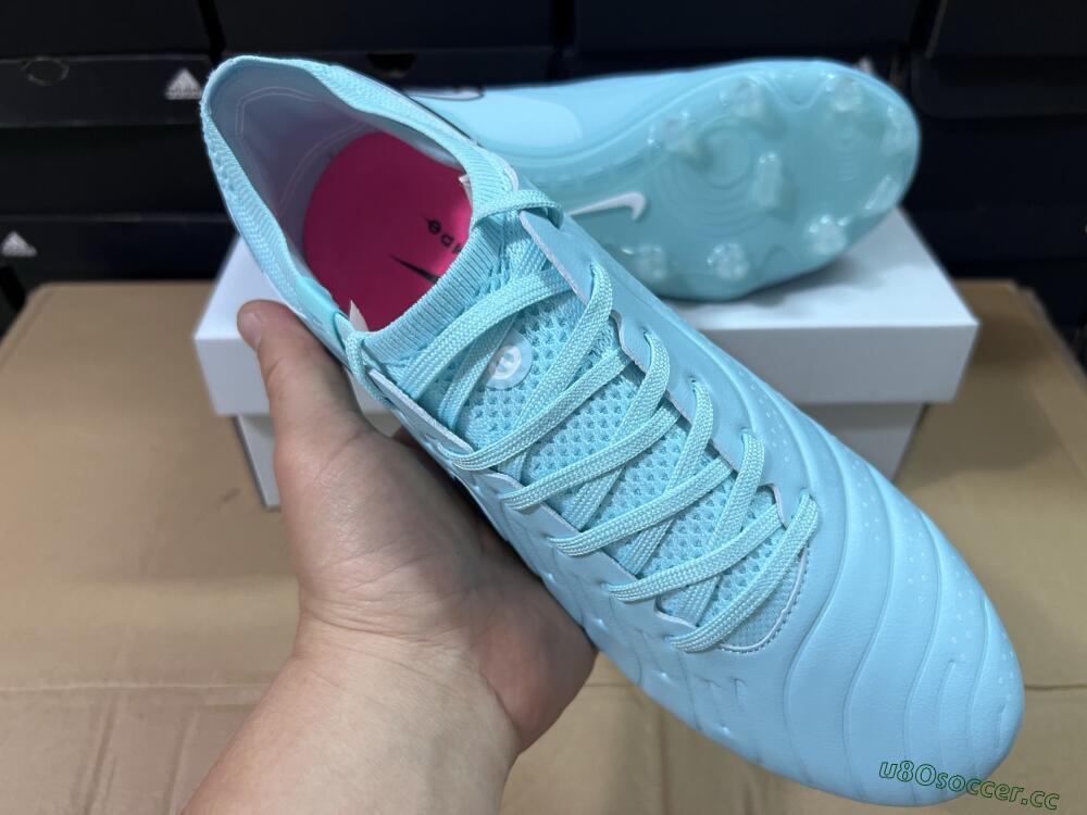 Unisex Nike Tiempo Legend 10 Elite FG Firm Ground Low-Tops Football Boots - Jade/White/Pink