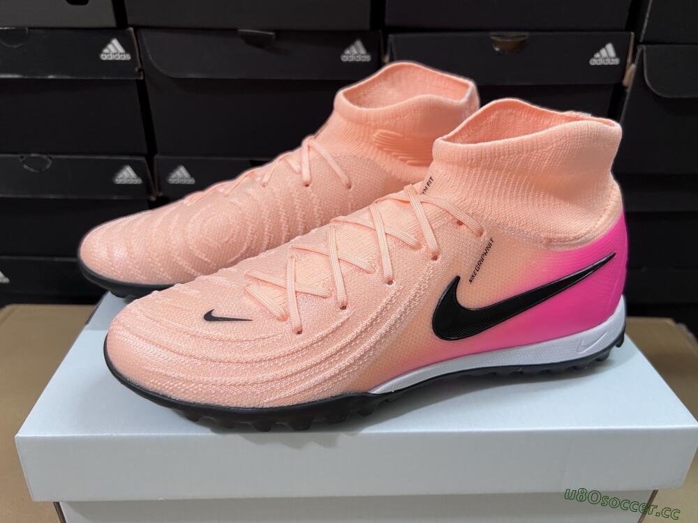 Men's Nike Phantom Luna Elite NU TF Artificial Turf High-Tops Football Shoes - Pink/Black