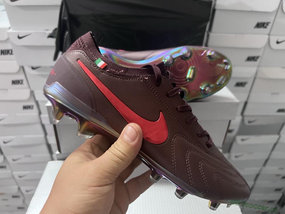 Men's Nike Tiempo Legend 10 Elite FG Firm Ground Low-Tops Football Boots - Red/Gold