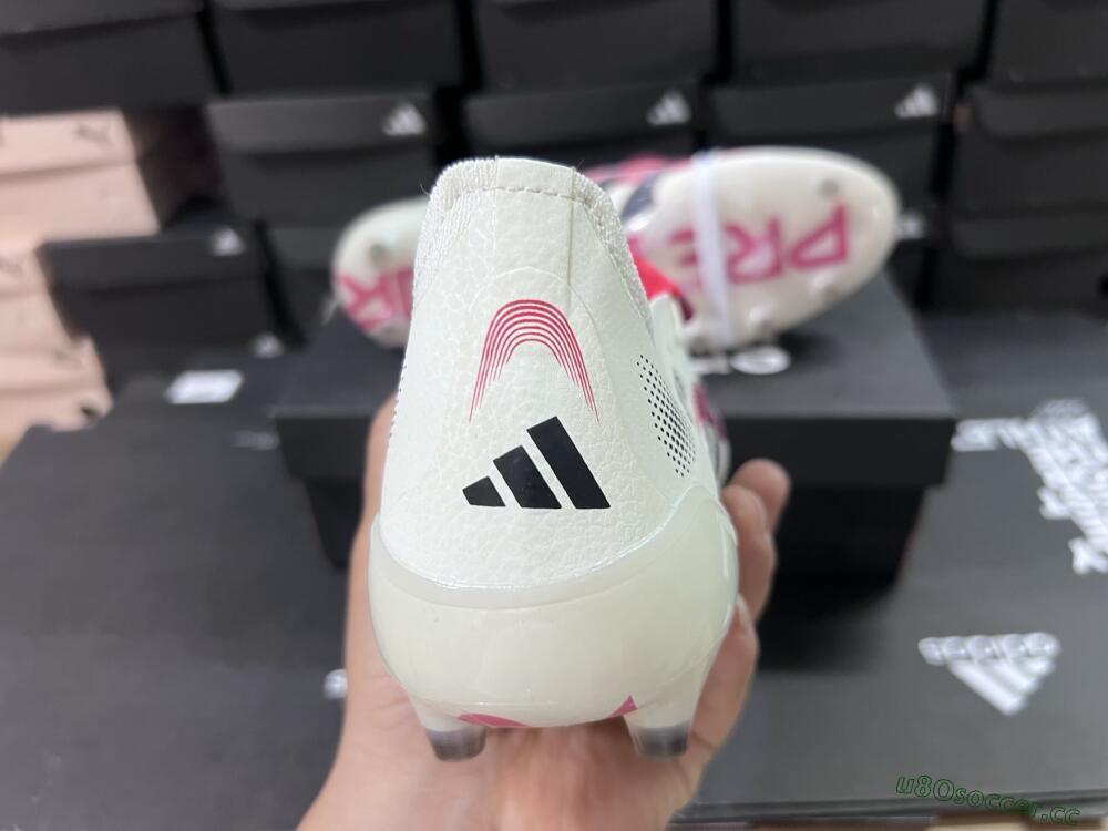 Unisex Adidas Predator 25 Elite Foldover Tongue AG Artificial Grass Low-Tops Football Boots - White/Black/Red