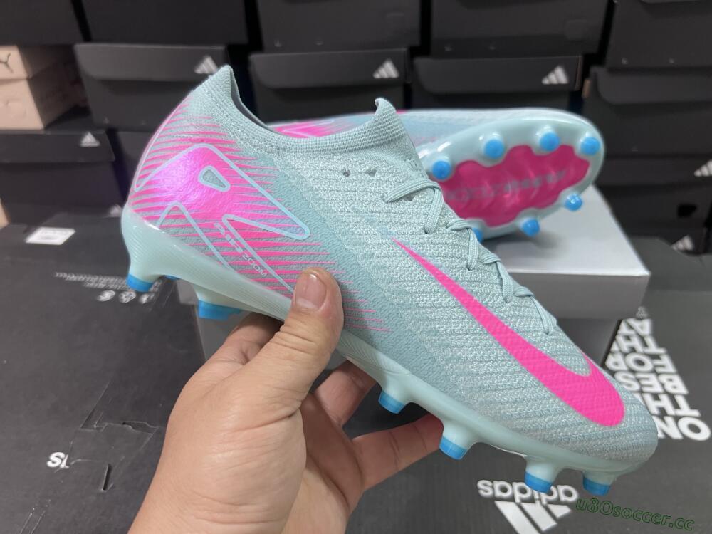 Unisex Nike Air Zoom Mercurial Vapor 16 Elite AG Artificial Grass Low-Tops Football Boots - Jade/Pink/White