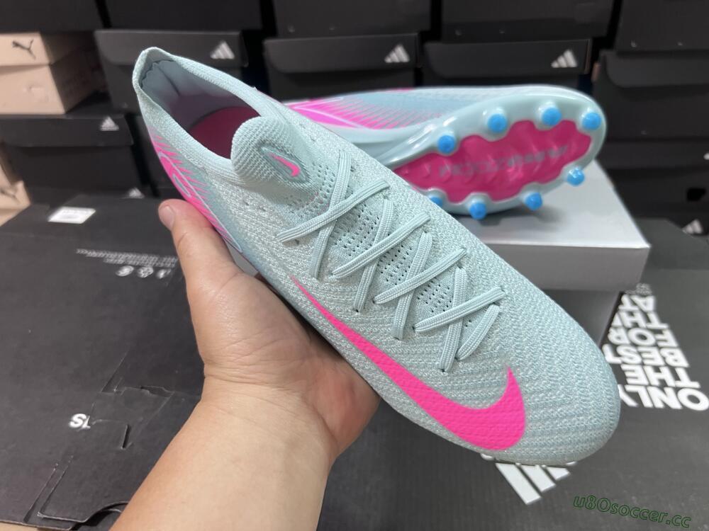 Unisex Nike Air Zoom Mercurial Vapor 16 Elite AG Artificial Grass Low-Tops Football Boots - Jade/Pink/White