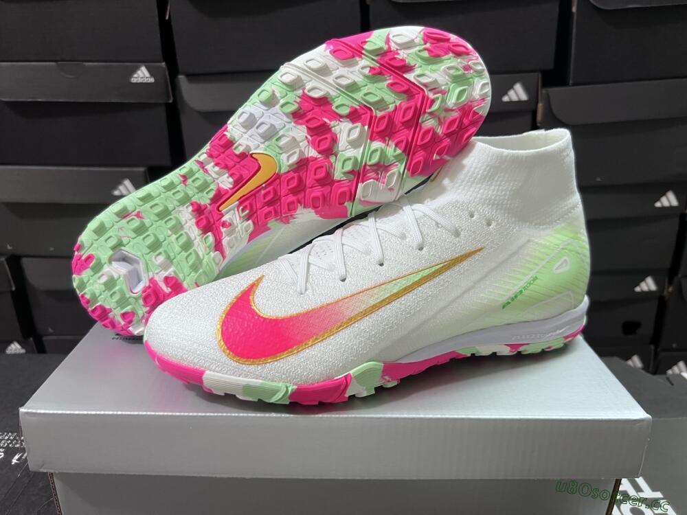 Unisex Nike Air Zoom Mercurial Superfly 10 Elite TF Artificial Turf High-Tops Football Shoes - White/Red/Gold