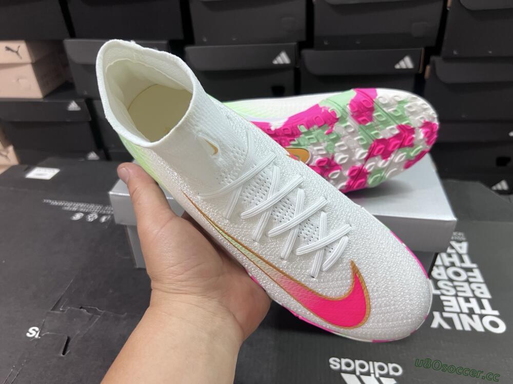 Unisex Nike Air Zoom Mercurial Superfly 10 Elite TF Artificial Turf High-Tops Football Shoes - White/Red/Gold