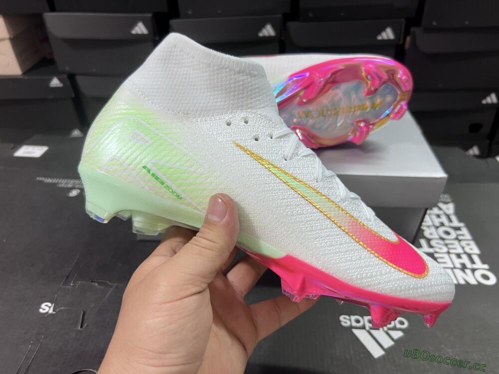 Unisex Nike Air Zoom Mercurial Superfly 10 Elite FG Firm Ground High-Tops Football Boots - White/Red/Gold