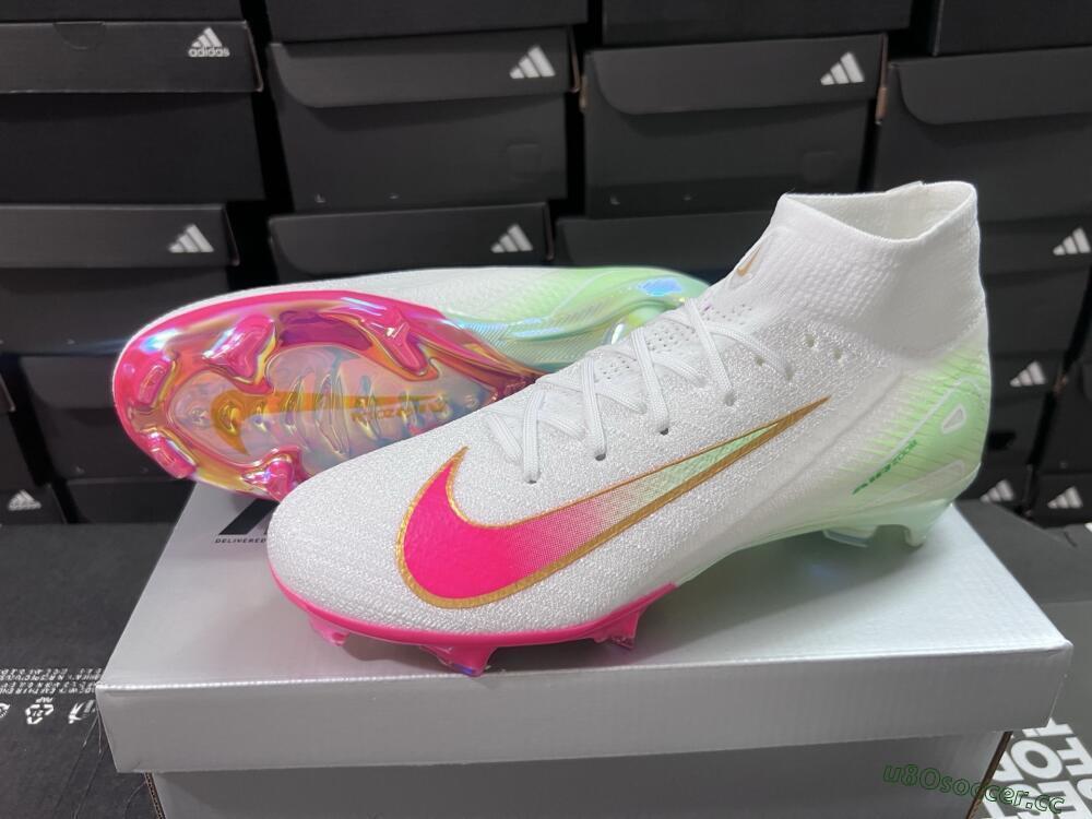 Unisex Nike Air Zoom Mercurial Superfly 10 Elite FG Firm Ground High-Tops Football Boots - White/Red/Gold