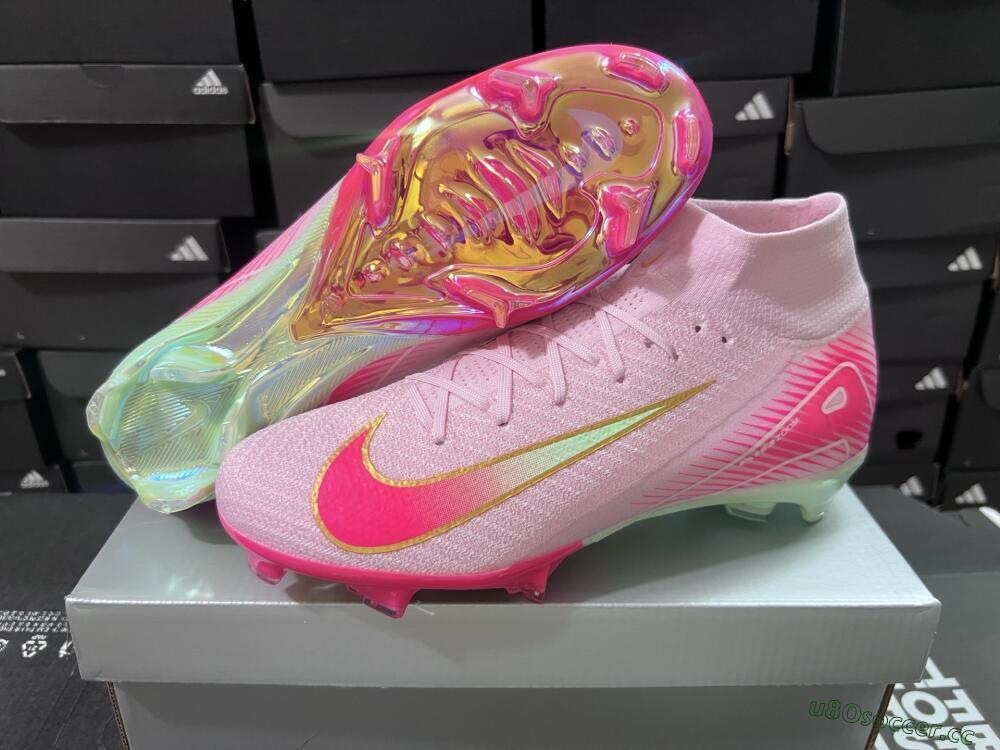Unisex Nike Air Zoom Mercurial Superfly 10 Elite FG Firm Ground High-Tops Football Boots - White/Red/Gold