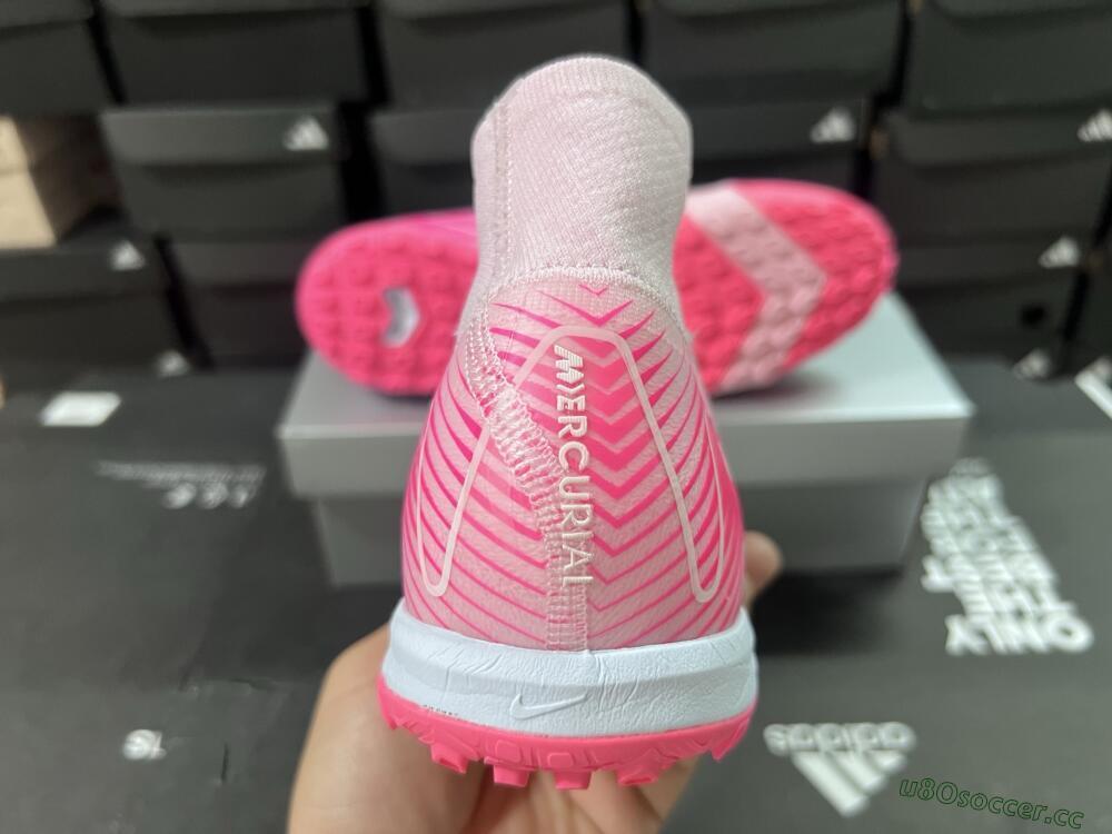 Unisex Nike Air Zoom Mercurial Superfly 10 Elite TF Artificial Turf High-Tops Football Shoes - Pink/Red/Gold