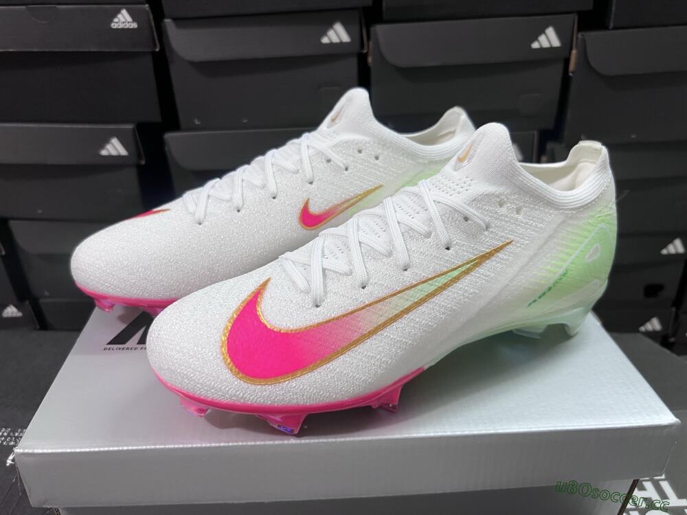 Unisex Nike Air Zoom Mercurial Vapor 16 Elite FG Firm Ground Low-Tops Football Boots - White/Red/Gold