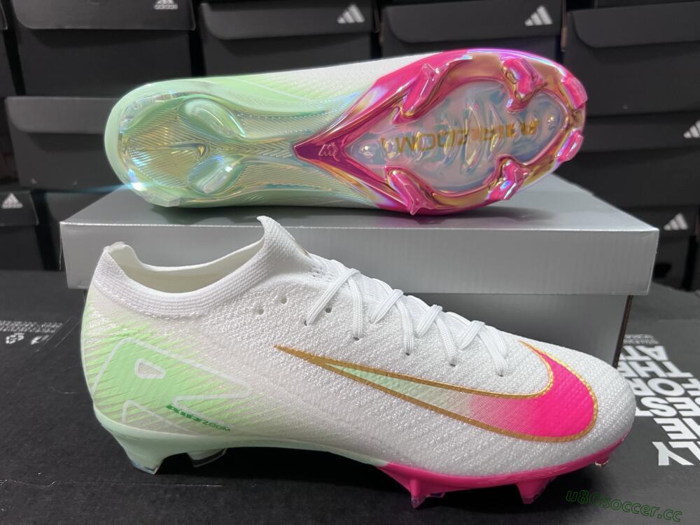 Unisex Nike Air Zoom Mercurial Vapor 16 Elite FG Firm Ground Low-Tops Football Boots - White/Red/Gold