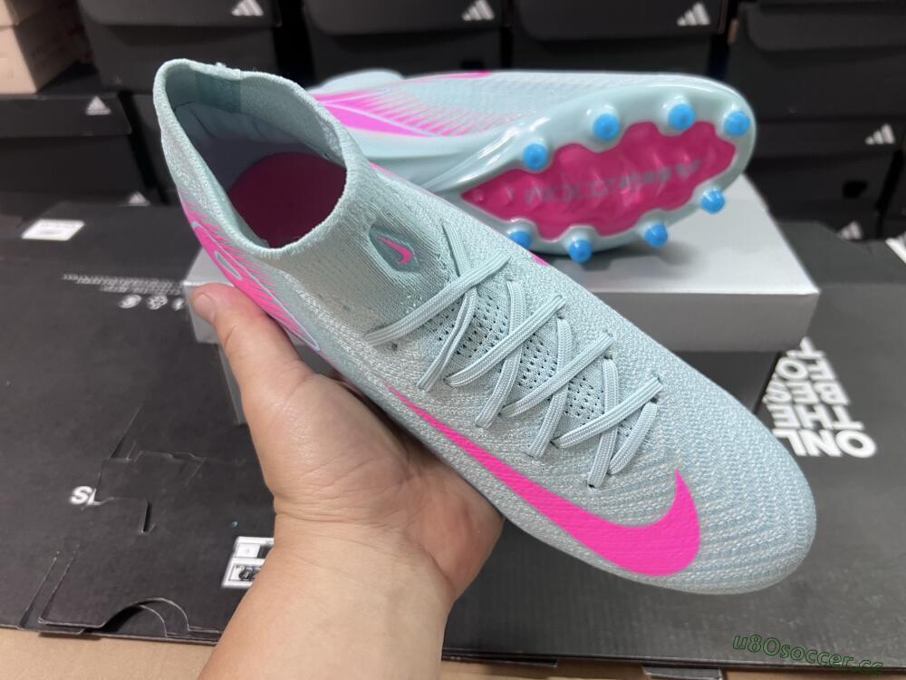 Unisex Nike Air Zoom Mercurial Superfly 10 Elite AG Artificial Grass High-Tops Football Boots - Jade/Pink