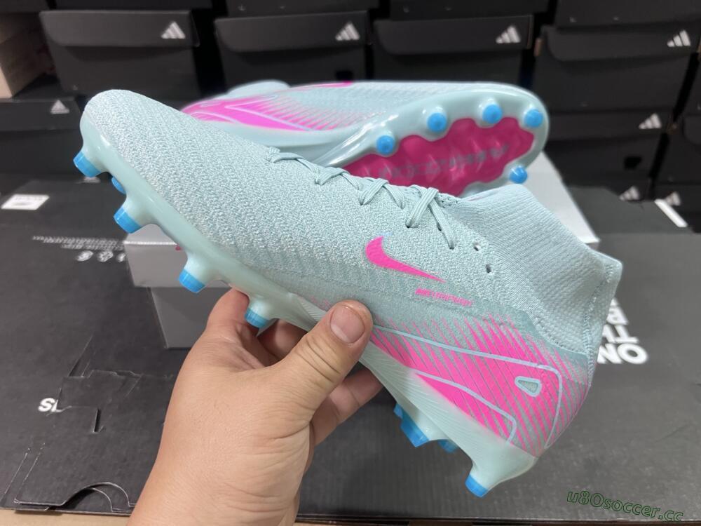 Unisex Nike Air Zoom Mercurial Superfly 10 Elite AG Artificial Grass High-Tops Football Boots - Jade/Pink