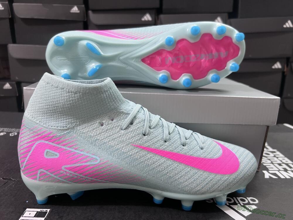 Unisex Nike Air Zoom Mercurial Superfly 10 Elite AG Artificial Grass High-Tops Football Boots - Jade/Pink