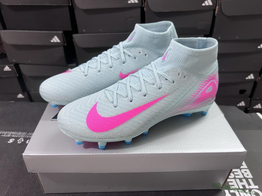 Unisex Nike Air Zoom Mercurial Superfly 10 Elite AG Artificial Grass High-Tops Football Boots - Jade/Pink