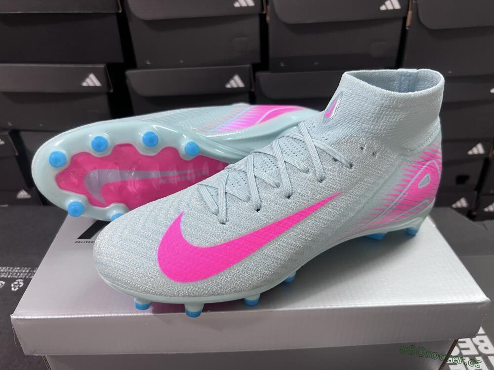 Unisex Nike Air Zoom Mercurial Superfly 10 Elite AG Artificial Grass High-Tops Football Boots - Jade/Pink