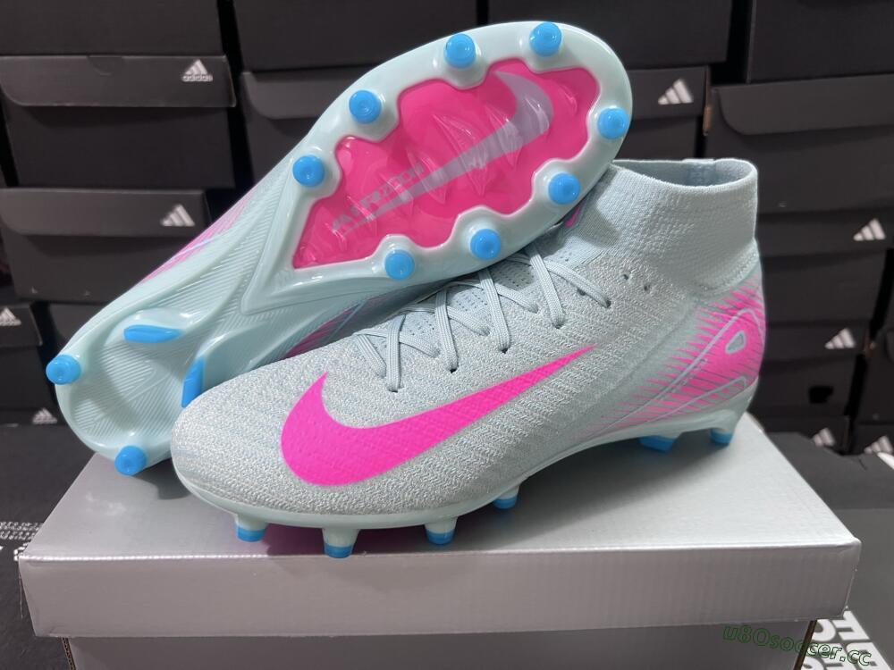 Unisex Nike Air Zoom Mercurial Superfly 10 Elite AG Artificial Grass High-Tops Football Boots - Jade/Pink
