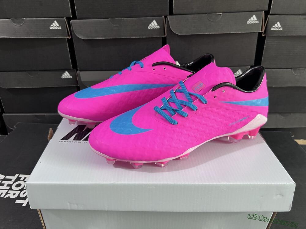 Men's Nike Hypervenom Phantom FG Firm Ground Low-Tops Football Boots - Pink/Blue/White