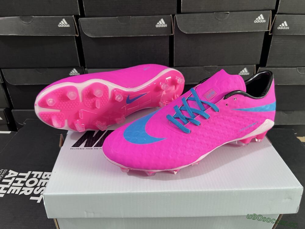 Men's Nike Hypervenom Phantom FG Firm Ground Low-Tops Football Boots - Pink/Blue/White