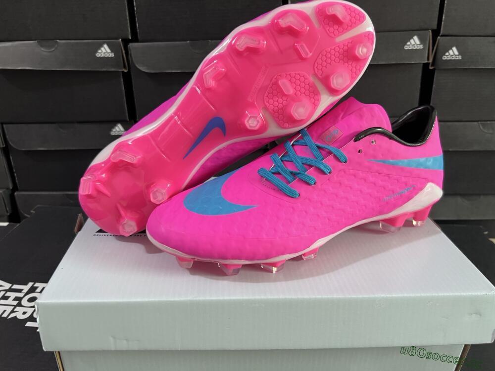 Men's Nike Hypervenom Phantom FG Firm Ground Low-Tops Football Boots - Pink/Blue/White