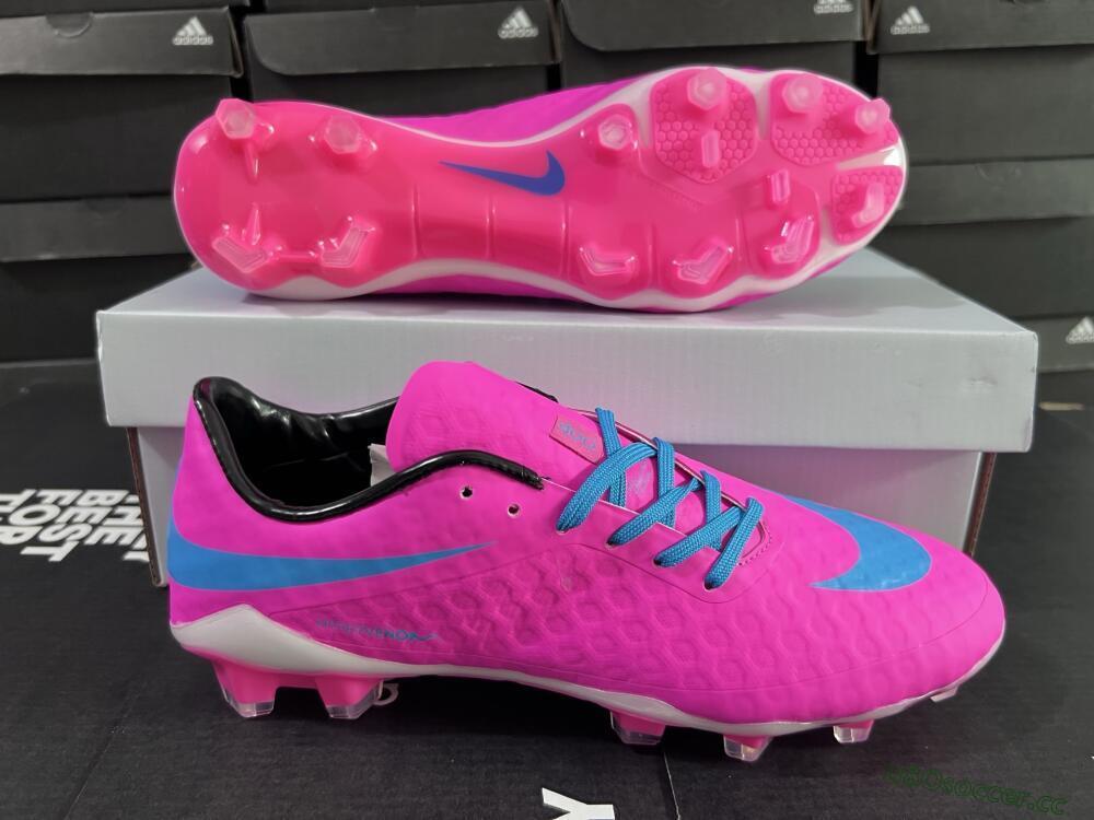 Men's Nike Hypervenom Phantom FG Firm Ground Low-Tops Football Boots - Pink/Blue/White
