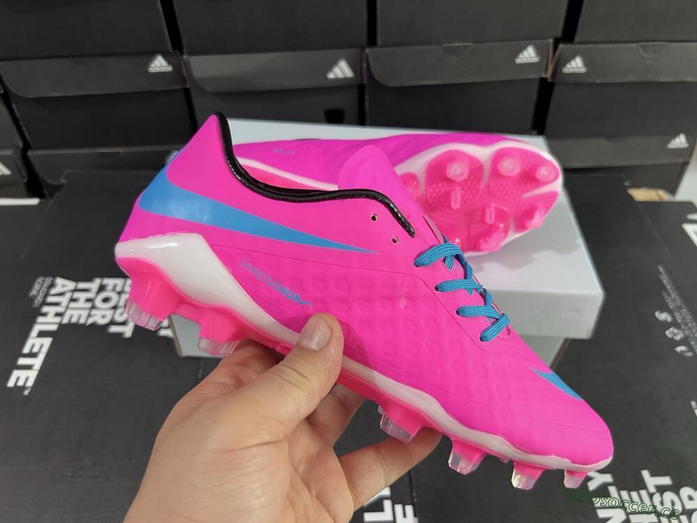 Men's Nike Hypervenom Phantom FG Firm Ground Low-Tops Football Boots - Pink/Blue/White