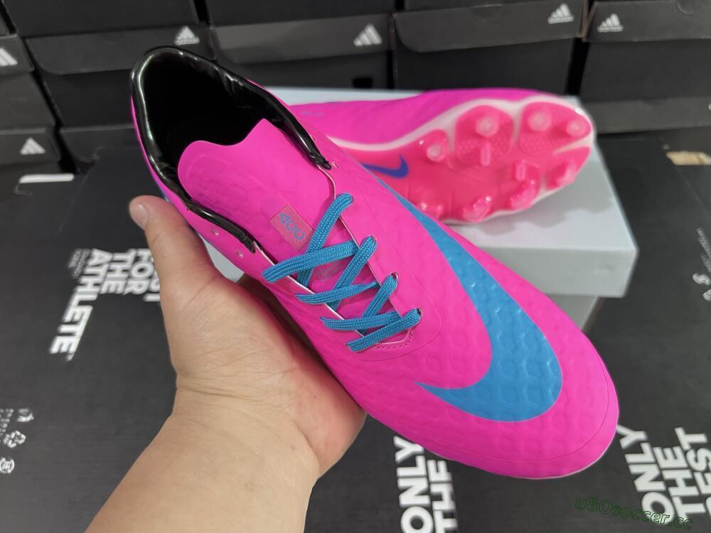 Men's Nike Hypervenom Phantom FG Firm Ground Low-Tops Football Boots - Pink/Blue/White
