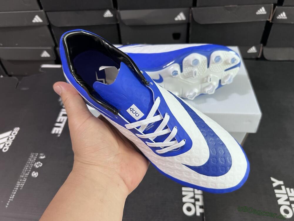 Men's Nike Hypervenom Phantom FG Firm Ground Low-Tops Football Boots - White/Blue