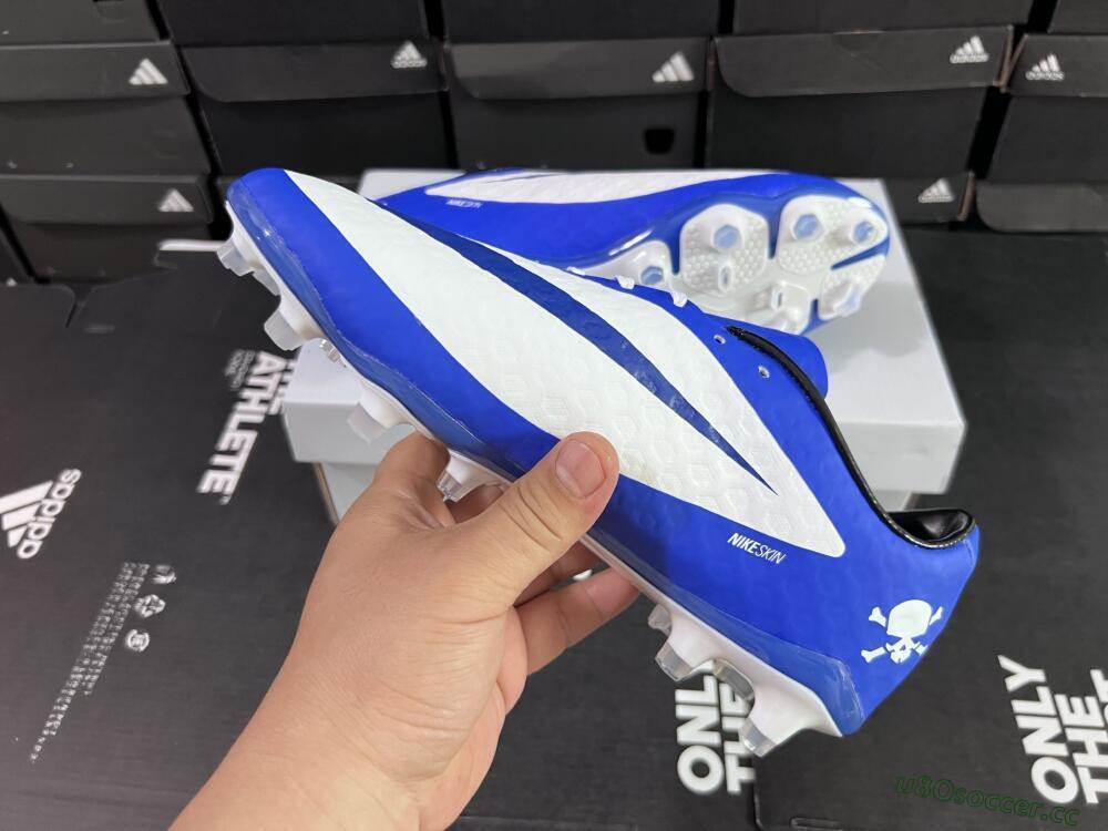 Men's Nike Hypervenom Phantom FG Firm Ground Low-Tops Football Boots - White/Blue