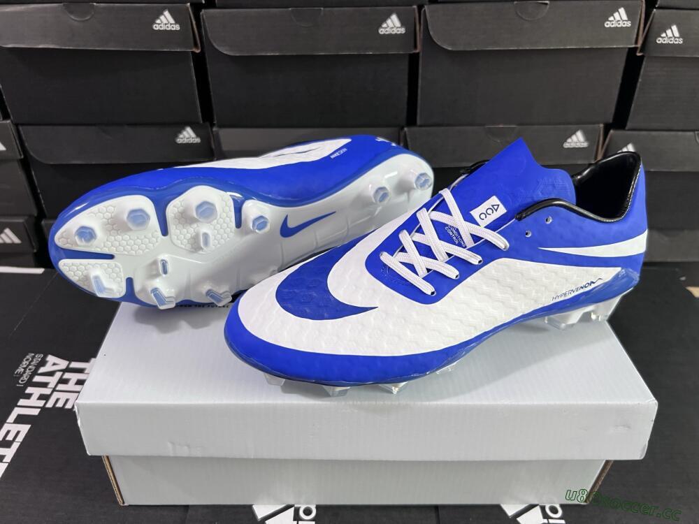 Men's Nike Hypervenom Phantom FG Firm Ground Low-Tops Football Boots - White/Blue