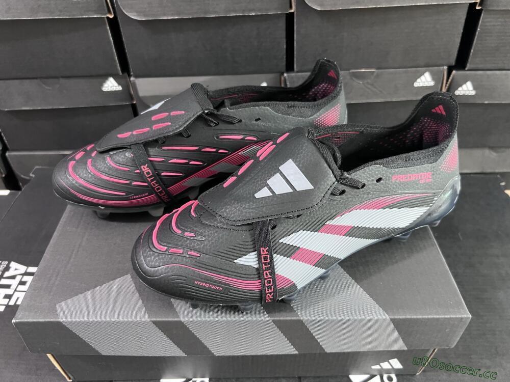 Unisex Adidas Predator Elite Foldover Tongue FG Firm Ground Low-Tops Football Boots - Black/White/Red