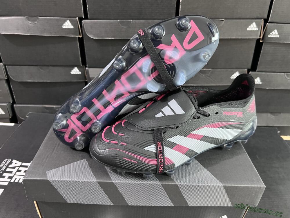 Unisex Adidas Predator Elite Foldover Tongue FG Firm Ground Low-Tops Football Boots - Black/White/Red
