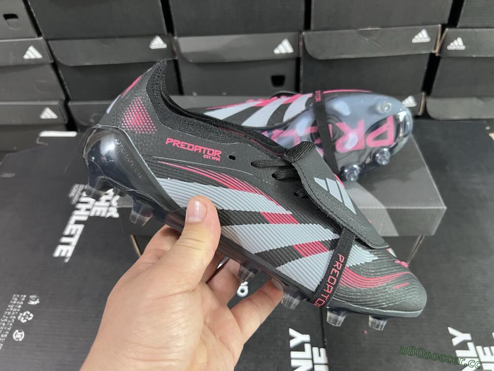 Unisex Adidas Predator Elite Foldover Tongue FG Firm Ground Low-Tops Football Boots - Black/White/Red