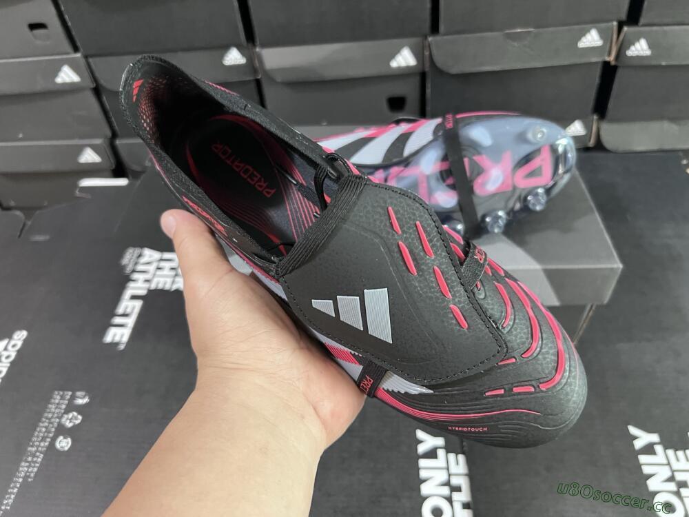 Unisex Adidas Predator Elite Foldover Tongue FG Firm Ground Low-Tops Football Boots - Black/White/Red