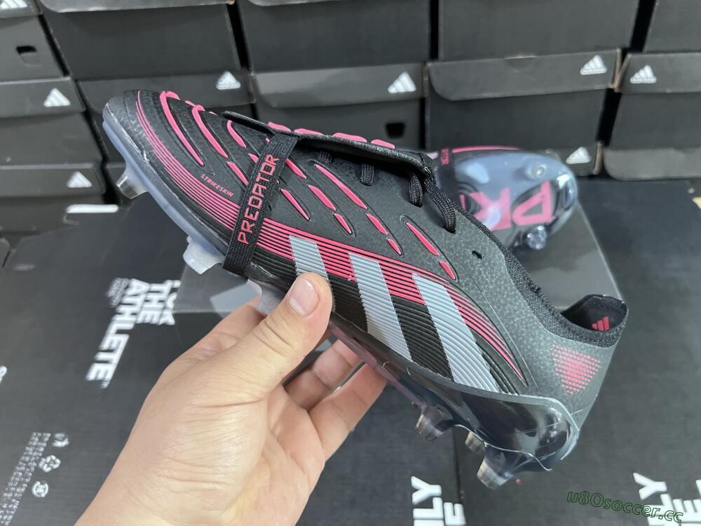 Unisex Adidas Predator Elite Foldover Tongue FG Firm Ground Low-Tops Football Boots - Black/White/Red