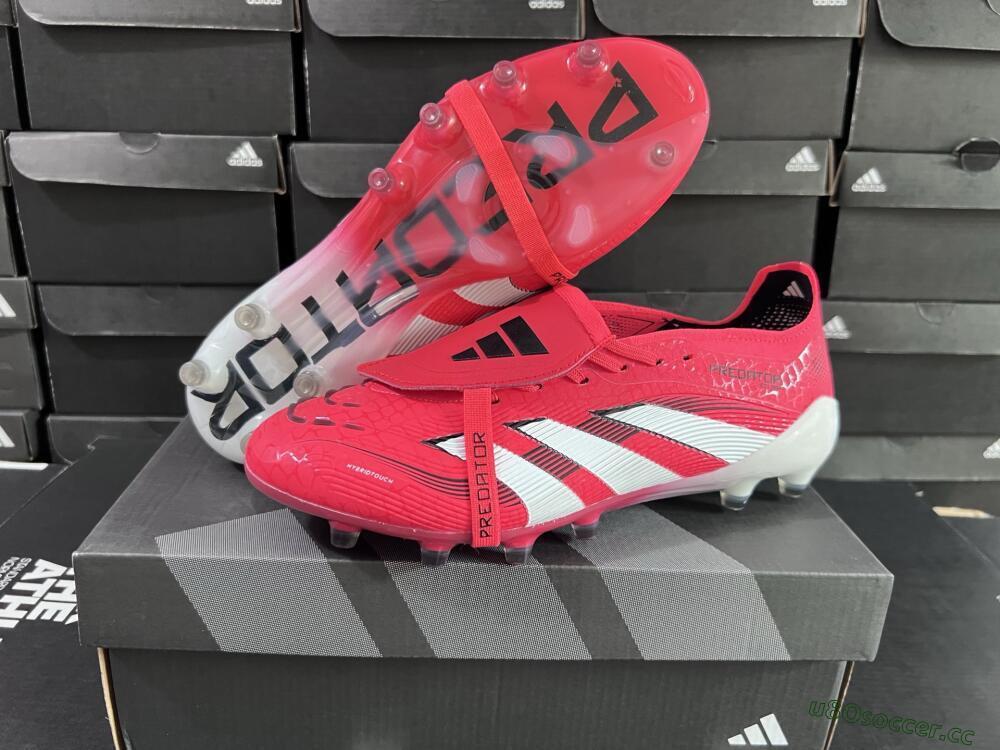 Men's Adidas Predator 25 Elite Foldover Tongue FG Firm Ground Low-Tops Football Boots - Red/White/Black