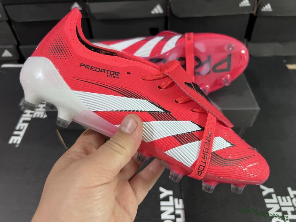 Men's Adidas Predator 25 Elite Foldover Tongue FG Firm Ground Low-Tops Football Boots - Red/White/Black