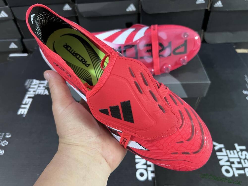 Men's Adidas Predator 25 Elite Foldover Tongue FG Firm Ground Low-Tops Football Boots - Red/White/Black