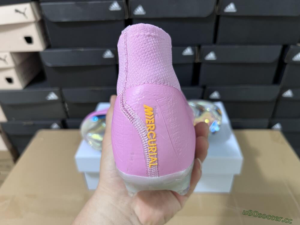 Men's Nike Air Zoom Mercurial Superfly 10 Elite FG Firm Ground High-Tops Football Boots - Pink/Black/Yellow