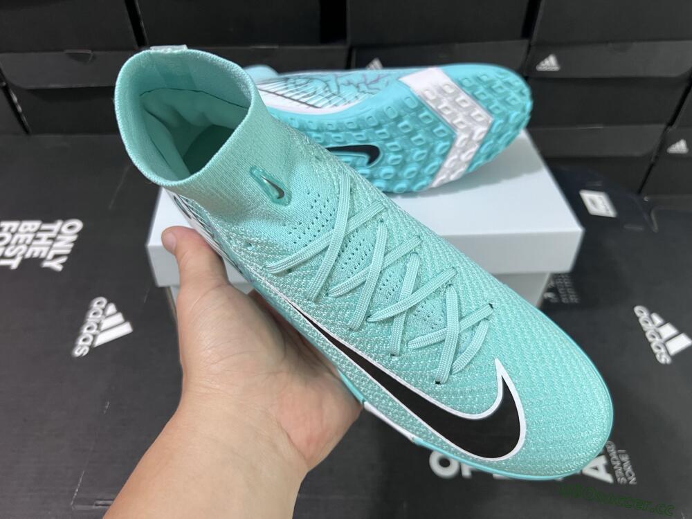 Unisex Nike Air Zoom Mercurial Superfly 10 Elite TF Artificial Turf High-Tops Football Shoes - Jade/Black/White