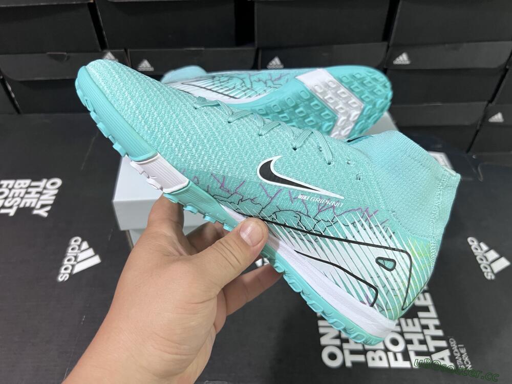 Unisex Nike Air Zoom Mercurial Superfly 10 Elite TF Artificial Turf High-Tops Football Shoes - Jade/Black/White