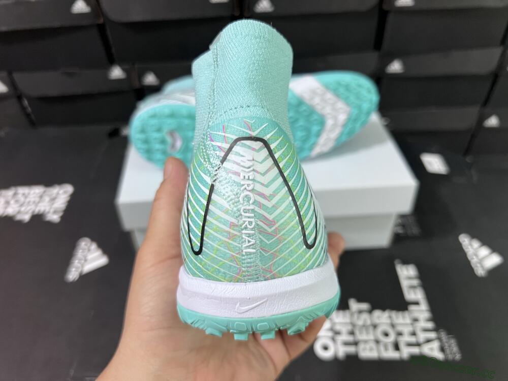Unisex Nike Air Zoom Mercurial Superfly 10 Elite TF Artificial Turf High-Tops Football Shoes - Jade/Black/White