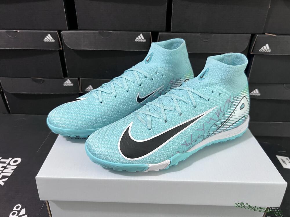Unisex Nike Air Zoom Mercurial Superfly 10 Elite TF Artificial Turf High-Tops Football Shoes - Jade/Black/White