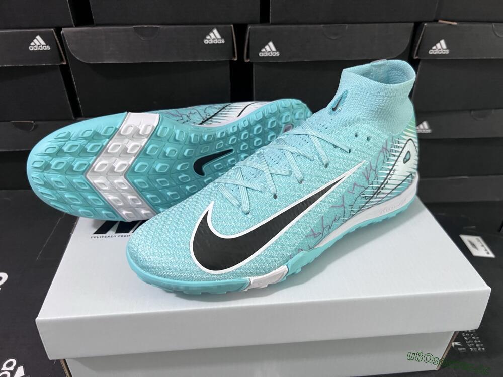 Unisex Nike Air Zoom Mercurial Superfly 10 Elite TF Artificial Turf High-Tops Football Shoes - Jade/Black/White
