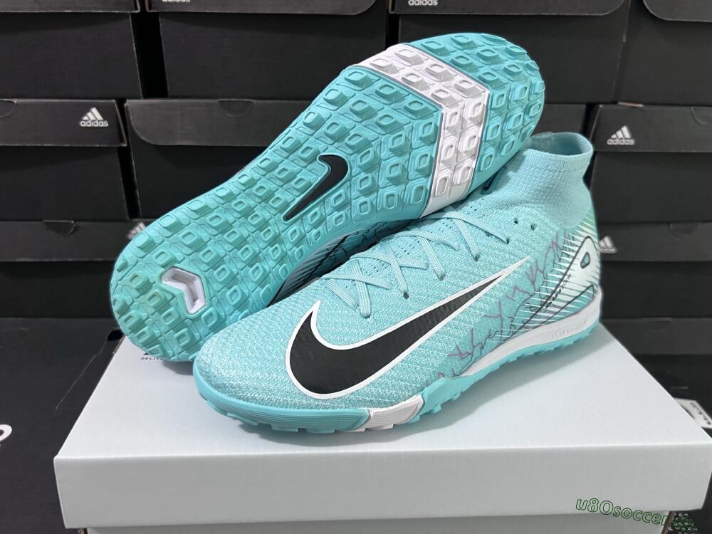 Unisex Nike Air Zoom Mercurial Superfly 10 Elite TF Artificial Turf High-Tops Football Shoes - Jade/Black/White