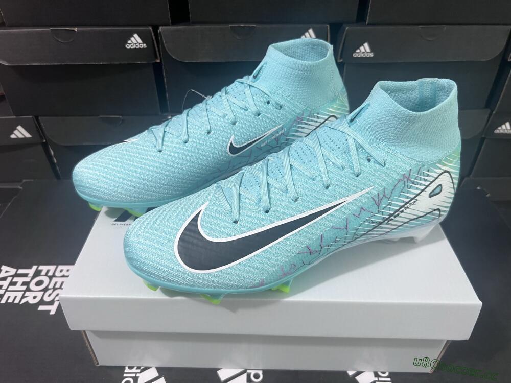 Unisex Nike Air Zoom Mercurial Superfly 10 Elite FG Firm Ground High-Tops Football Boots - Jade/Black/White