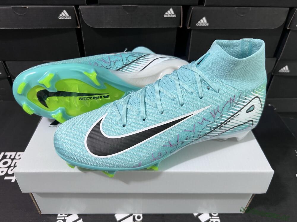Unisex Nike Air Zoom Mercurial Superfly 10 Elite FG Firm Ground High-Tops Football Boots - Jade/Black/White