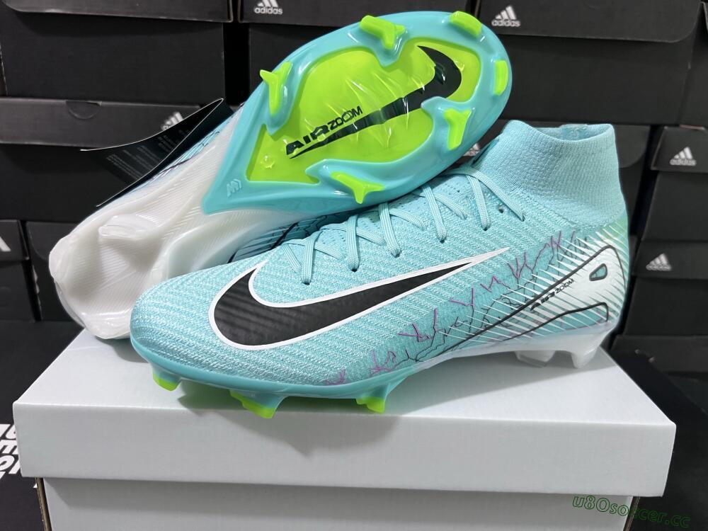 Unisex Nike Air Zoom Mercurial Superfly 10 Elite FG Firm Ground High-Tops Football Boots - Jade/Black/White