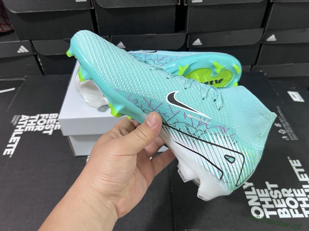 Unisex Nike Air Zoom Mercurial Superfly 10 Elite FG Firm Ground High-Tops Football Boots - Jade/Black/White