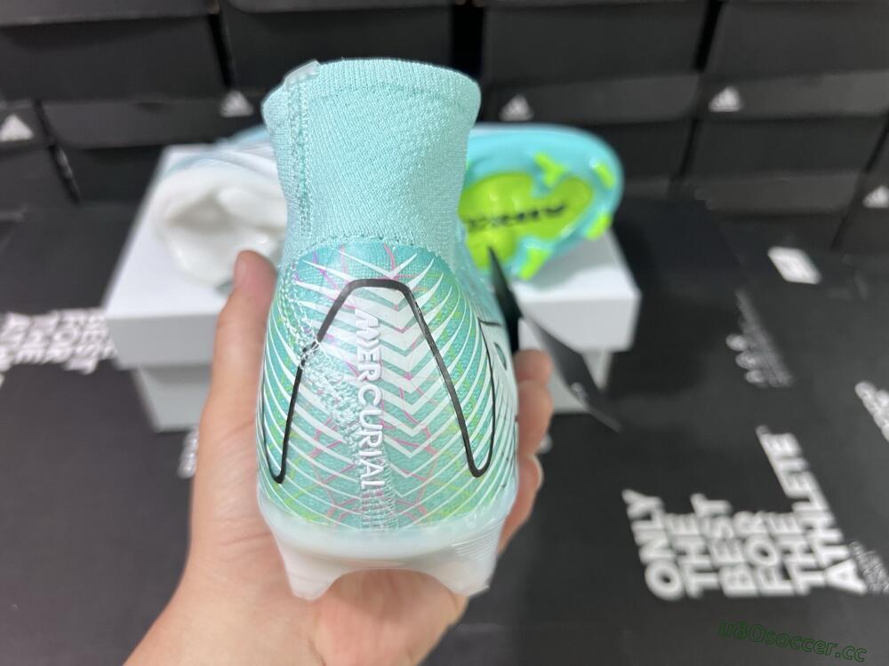 Unisex Nike Air Zoom Mercurial Superfly 10 Elite FG Firm Ground High-Tops Football Boots - Jade/Black/White