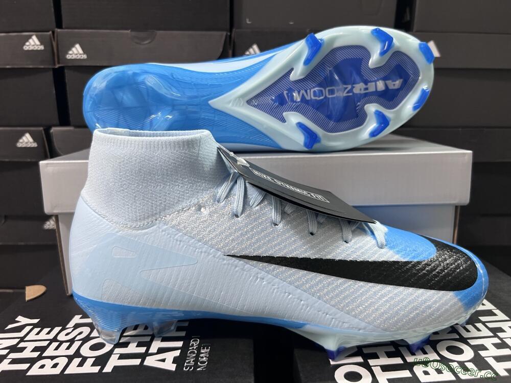 Men's Nike Air Zoom Mercurial Superfly 10 Elite FG Firm Ground High-Tops Football Boots - Jade/Blue/Black